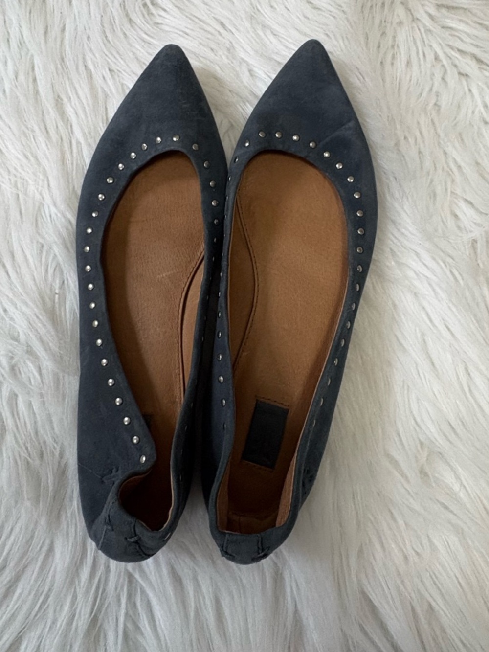Frye Slate Blue Sienna Micro Studded Ballet Pointed Toe Flats